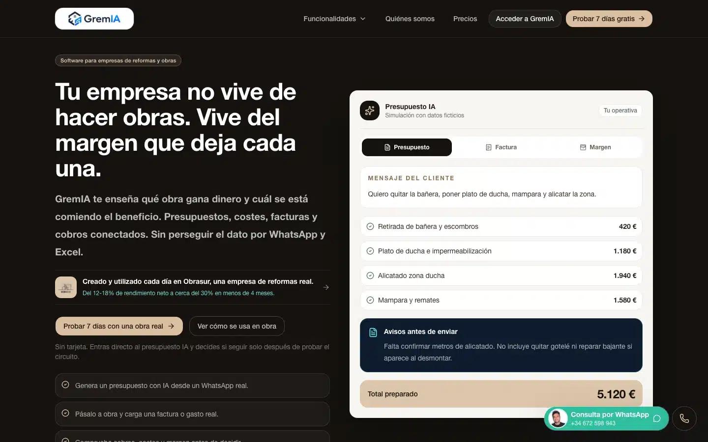 Página pública de GremIA con presentación de su programa de gestión de reformas