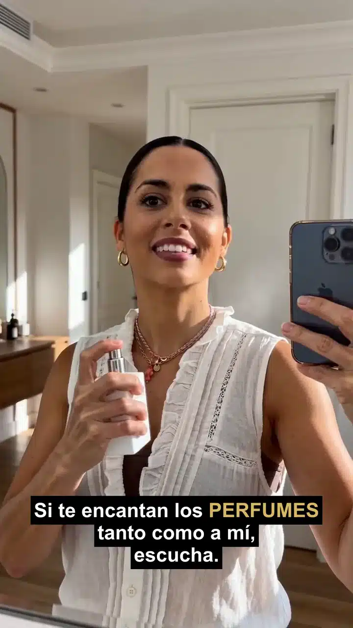 Fotograma de una pieza UGC creada con IA para Le Parfum Secret